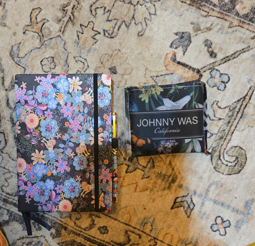 Johnny Was Floral Black Notebook and Matching Floral Pouch